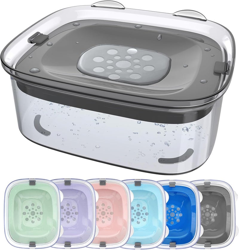 AONKEY 3L Dog Water Bowl No Spill, 101oz Large Spill Proof Dog Bowl Reduce Refill, Anti Splash No Mess Dispenser Dripless Slow Drinking Water Bowl for Sloppy Messy Drinkers (Gray) - Image 1
